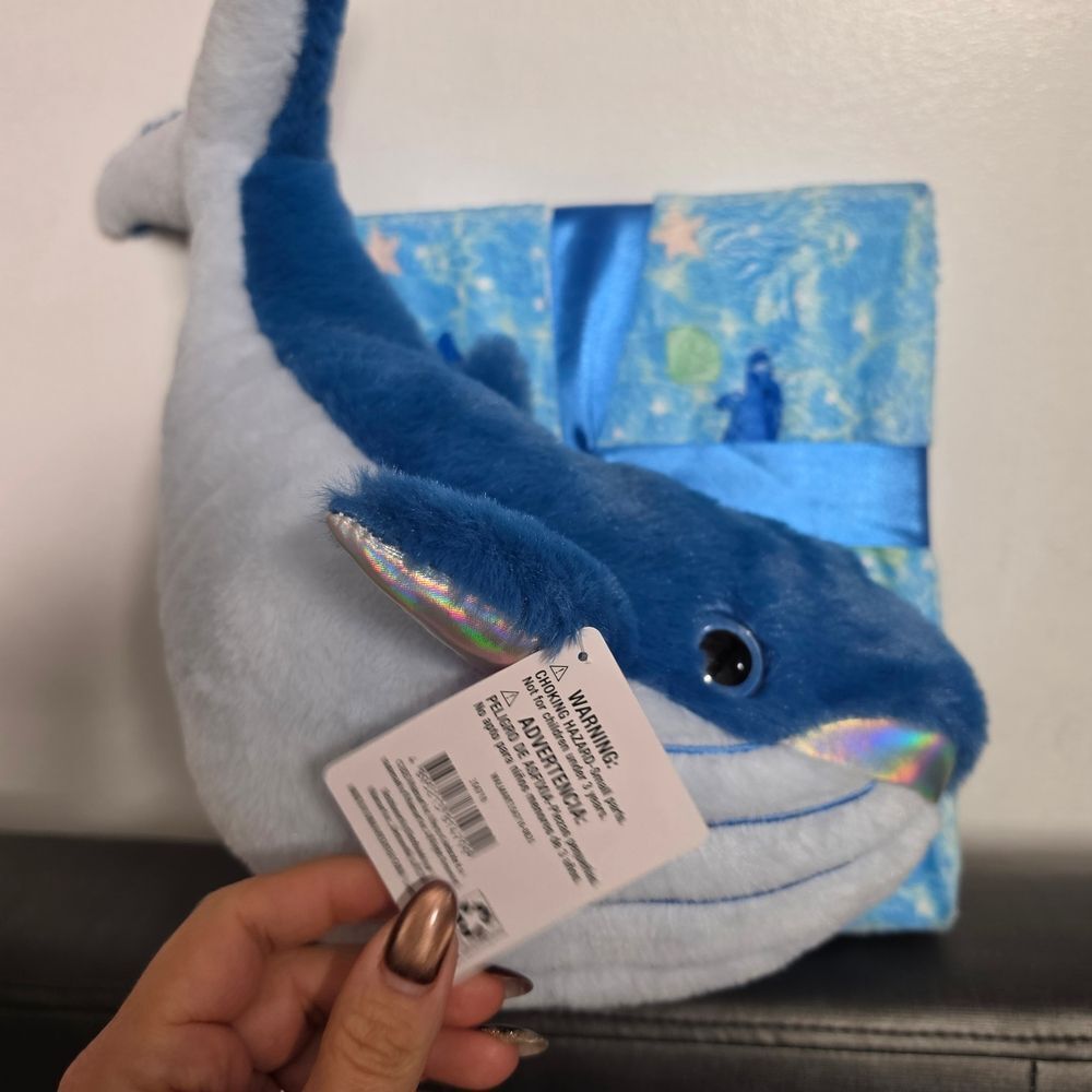 Whale Plush with Blanket Gift Set, Blue, 35" x 47", Easter Valentine's Christmas